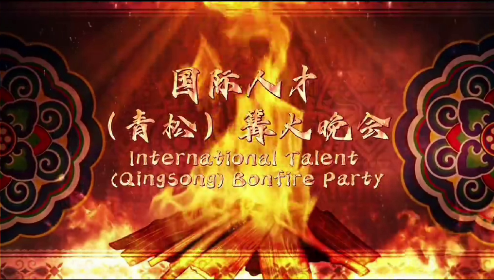  国际人才在白沙青松篝火舞蹈